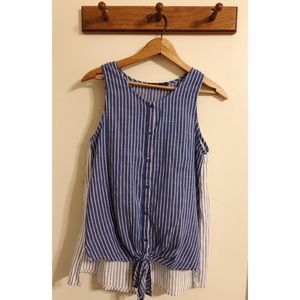 Doe & Rae blue striped tie tank top